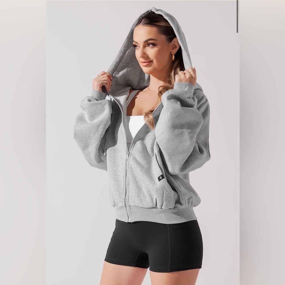 POPFLEX Zip Cloud Hoodie in Heather Grey